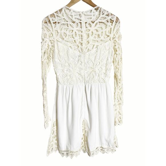 SAYLOR Ivory Josie Battenberg Long Sleeve Crochet Lace A-Line Mini Dress Size XS - Picture 9 of 12